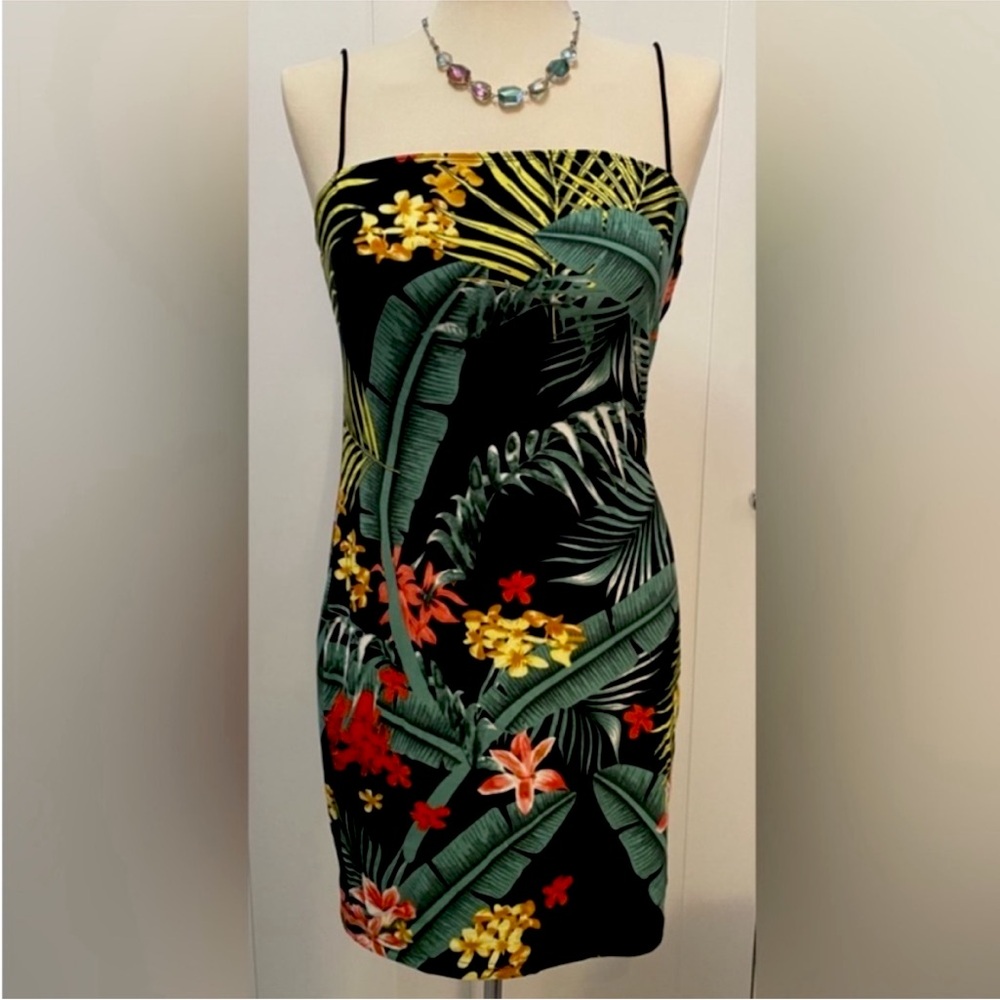 Tropical Print Spaghetti Strap Women’s Dress S-M NEW!